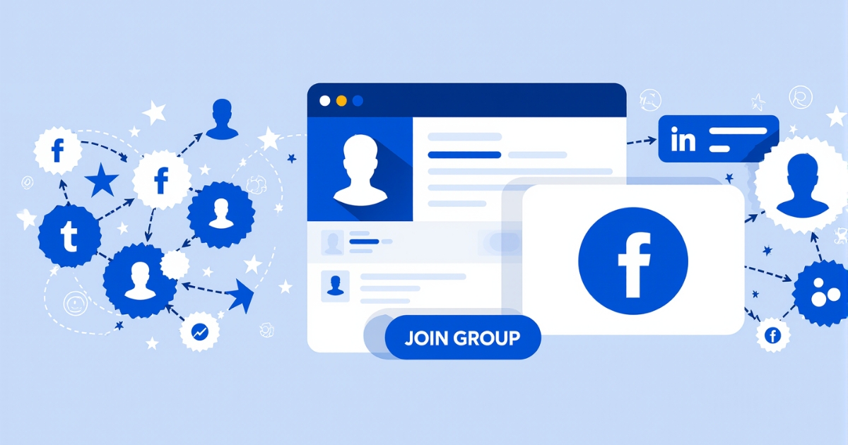 Social media illustration of converting Page followers into Facebook Group members