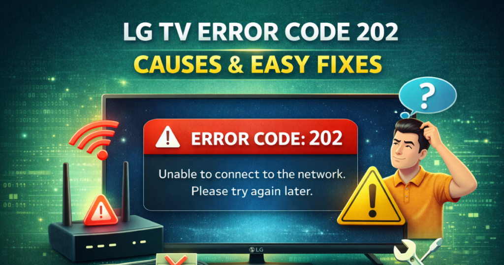 LG TV error code 202 showing network connection problem on smart TV