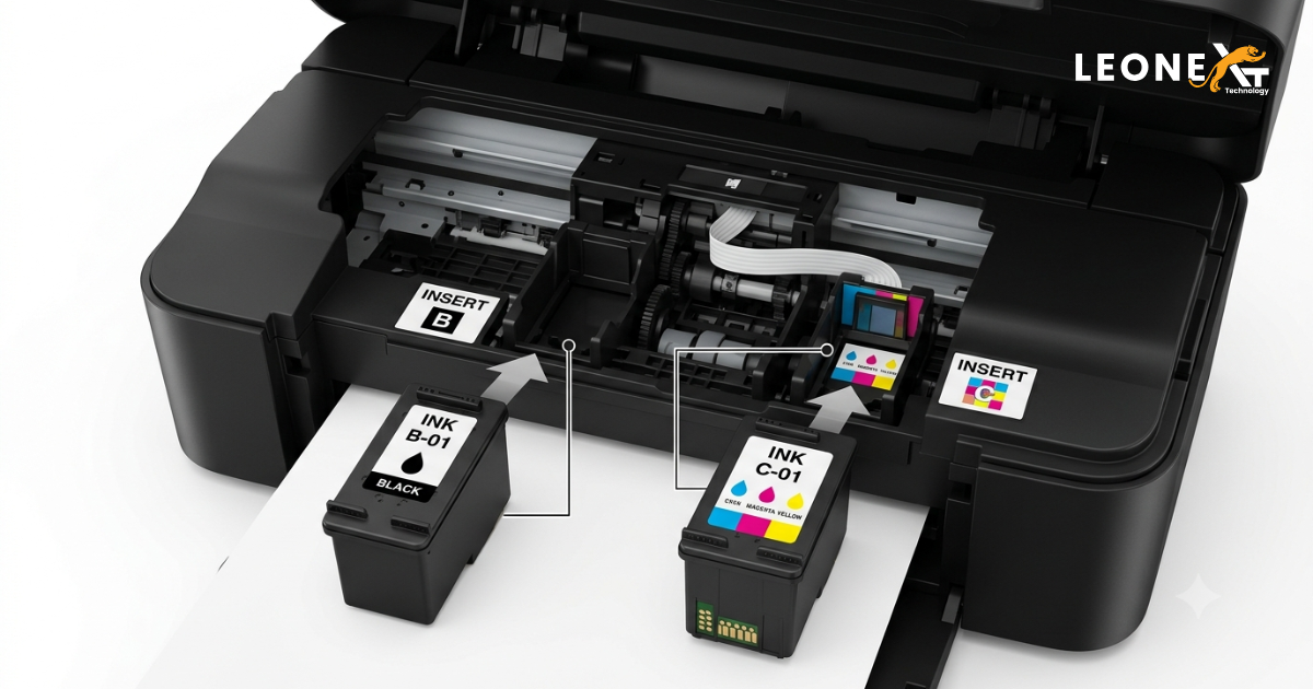 Checking correct black and color ink cartridge positions