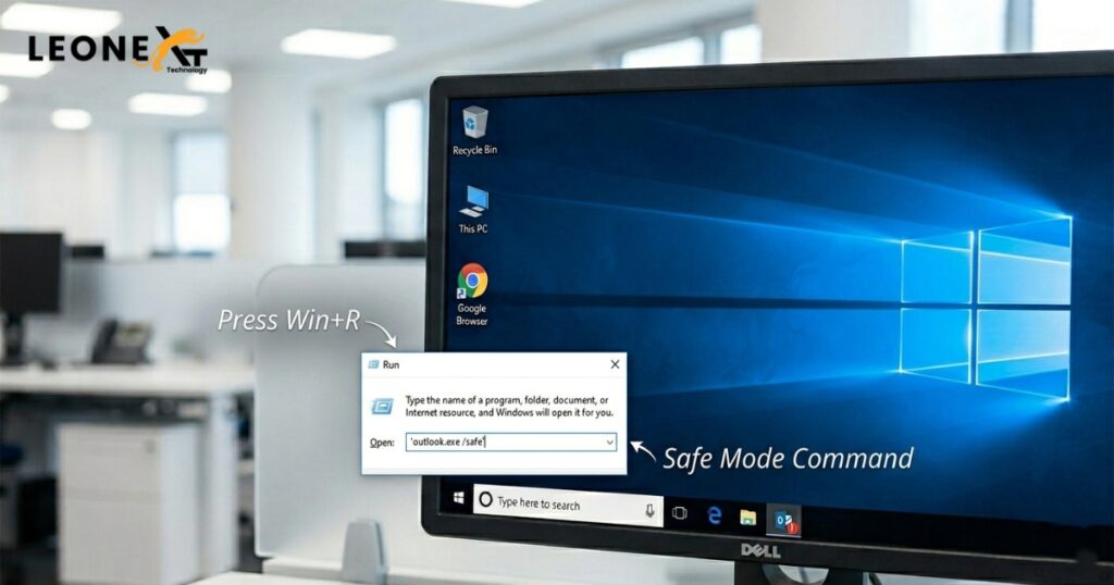 Outlook Safe Mode dialog box on Windows desktop