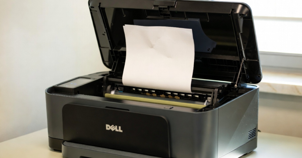 Dell printer paper jam inside rollers with front cover open