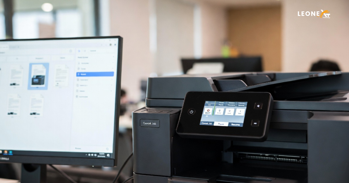 Dell printer spooler managing multiple print jobs in queue on computer screen