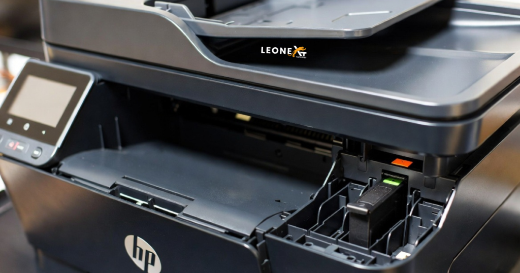 Opening HP printer cartridge access door