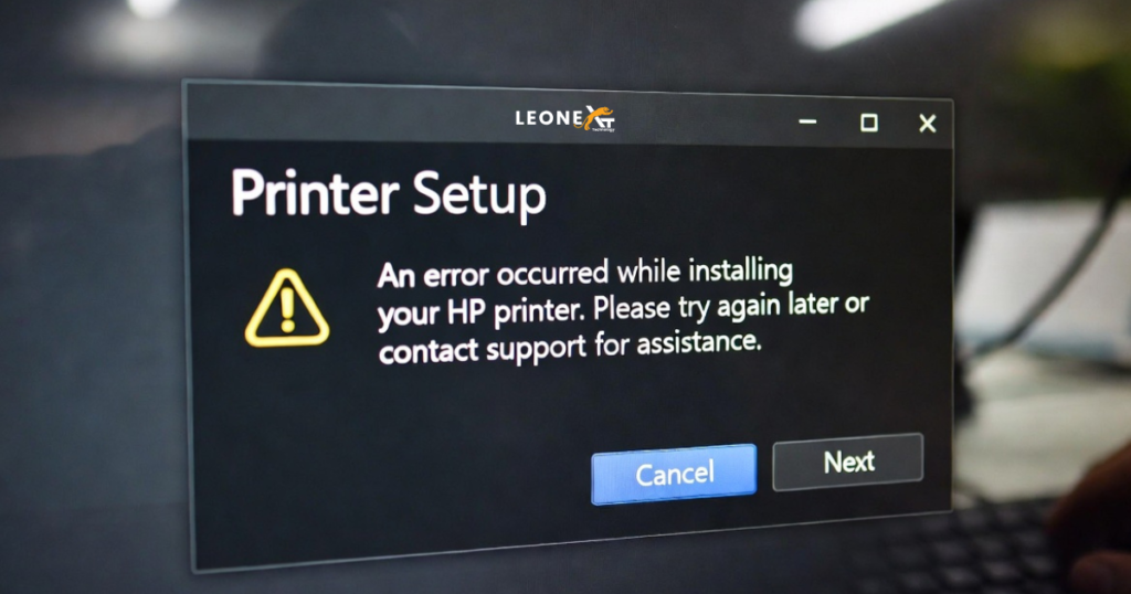 HP printer setup incomplete error on screen