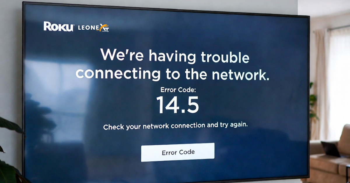 Roku error code 14.5 displayed on TV screen