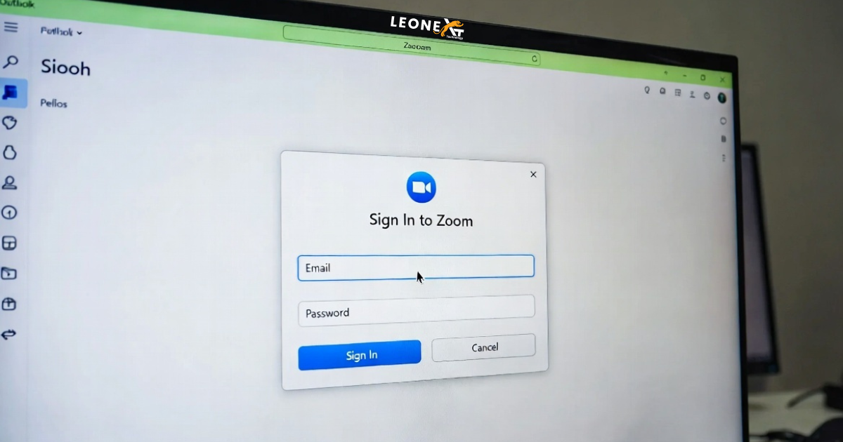 Signing into Zoom account in Outlook