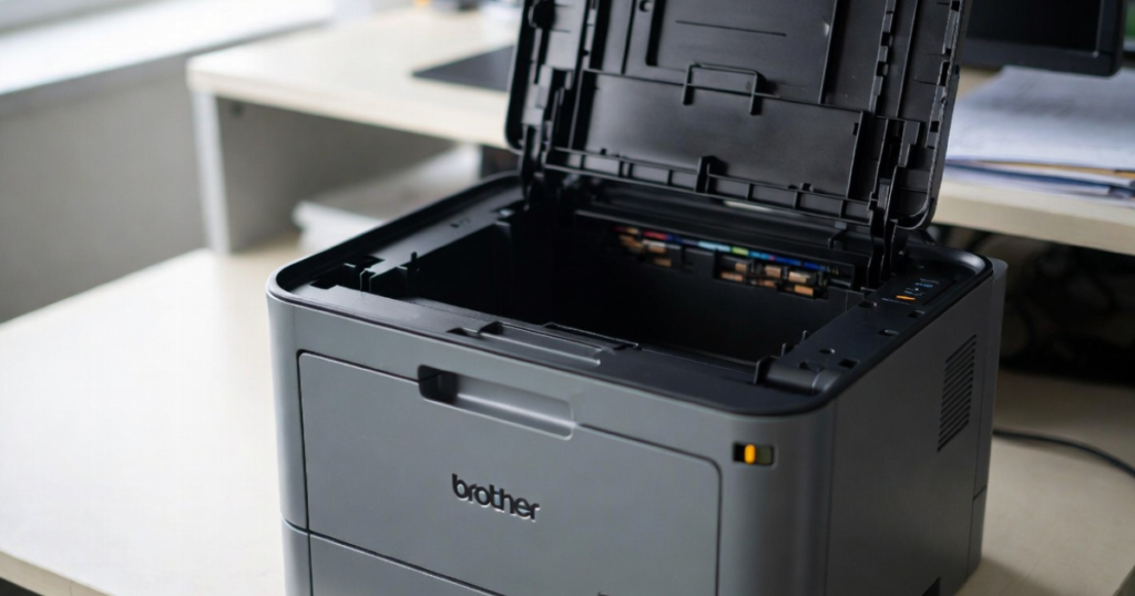 Opening front toner compartment in Brother DCP MFC printer to fix low ink error