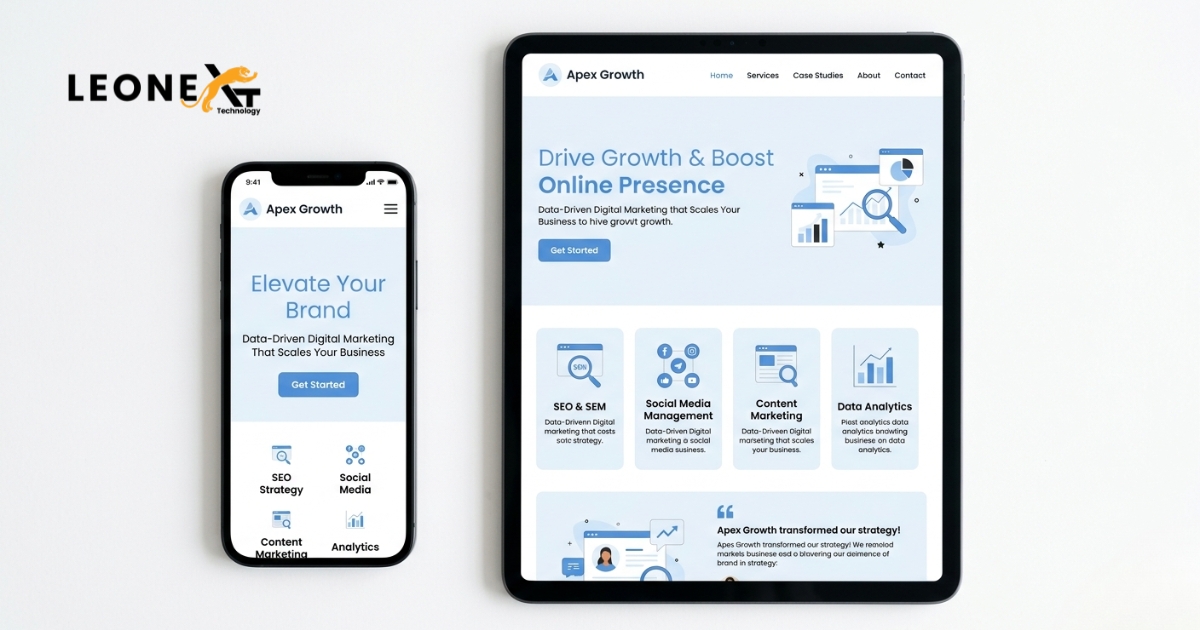 mobile-optimized website displayed on smartphone and tablet