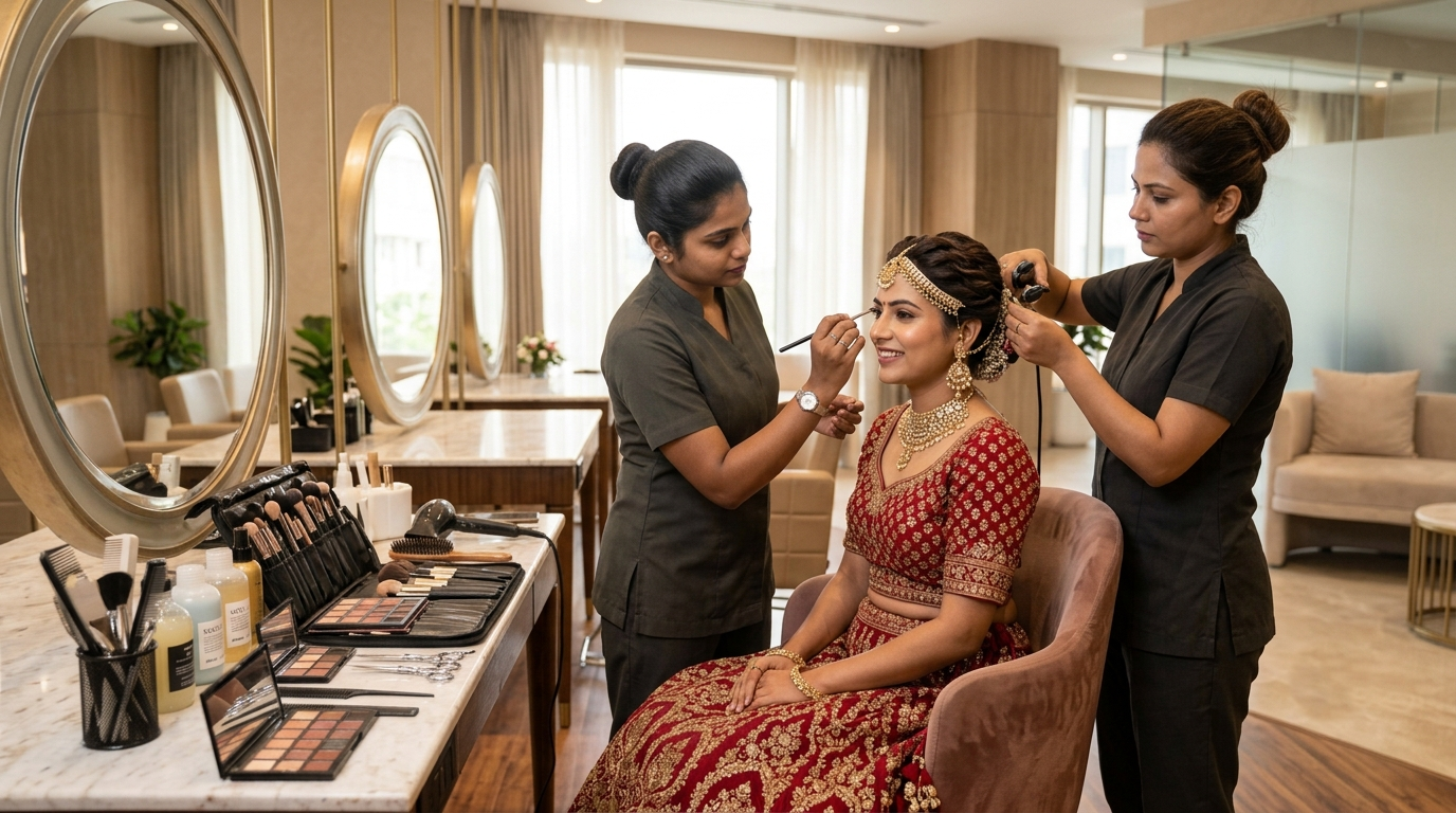 Professional facial and skincare treatment at a salon