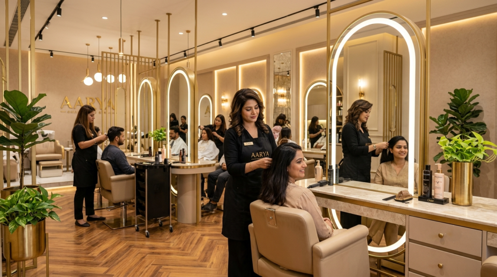 Modern beauty salon interior in Delhi