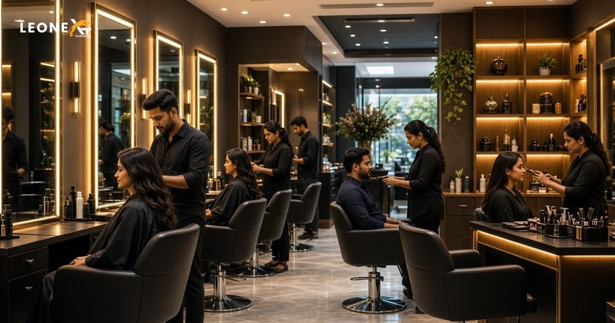 Professional hair styling service at a luxury salon in Gaur City 2 